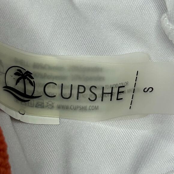 Lot 2 Cupshe One Piece Swimsuits Women Sm Green Lace Orange Beach Swim Tropical - Picture 6 of 8